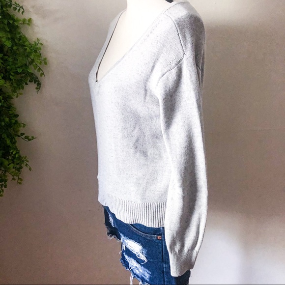 Everlane Gray Boxy Cropped Low V-neck Sweater XS - Picture 4 of 8